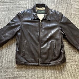 Dockers vintage men real leather jacket size l brown